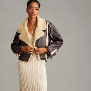 Pilcro Faux Leather Sherpa-Lined Jacket